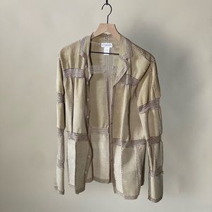 Vintage suede leather crochet jacket